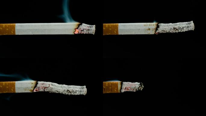 香烟燃烧延时摄影，在黑色背景下