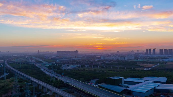 城市日出延时摄影4K