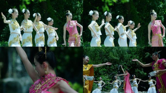 傣族女孩舞蹈泼水节 民族文化 舞蹈