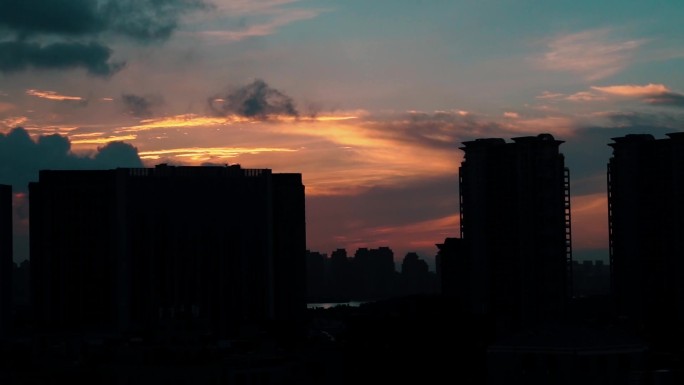 城市夕阳日出延时摄影
