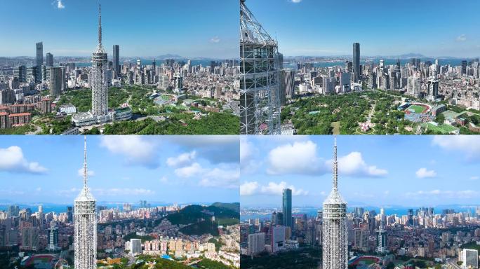 4K城市风景 大连城市航拍 航拍观光塔
