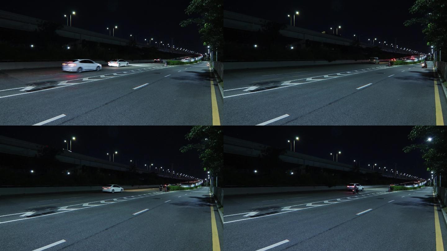 夜景高速公路入口延时拍摄