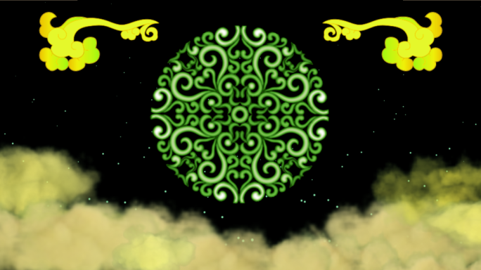 绿色镂空雕花图案白云视频背景AE模板下载