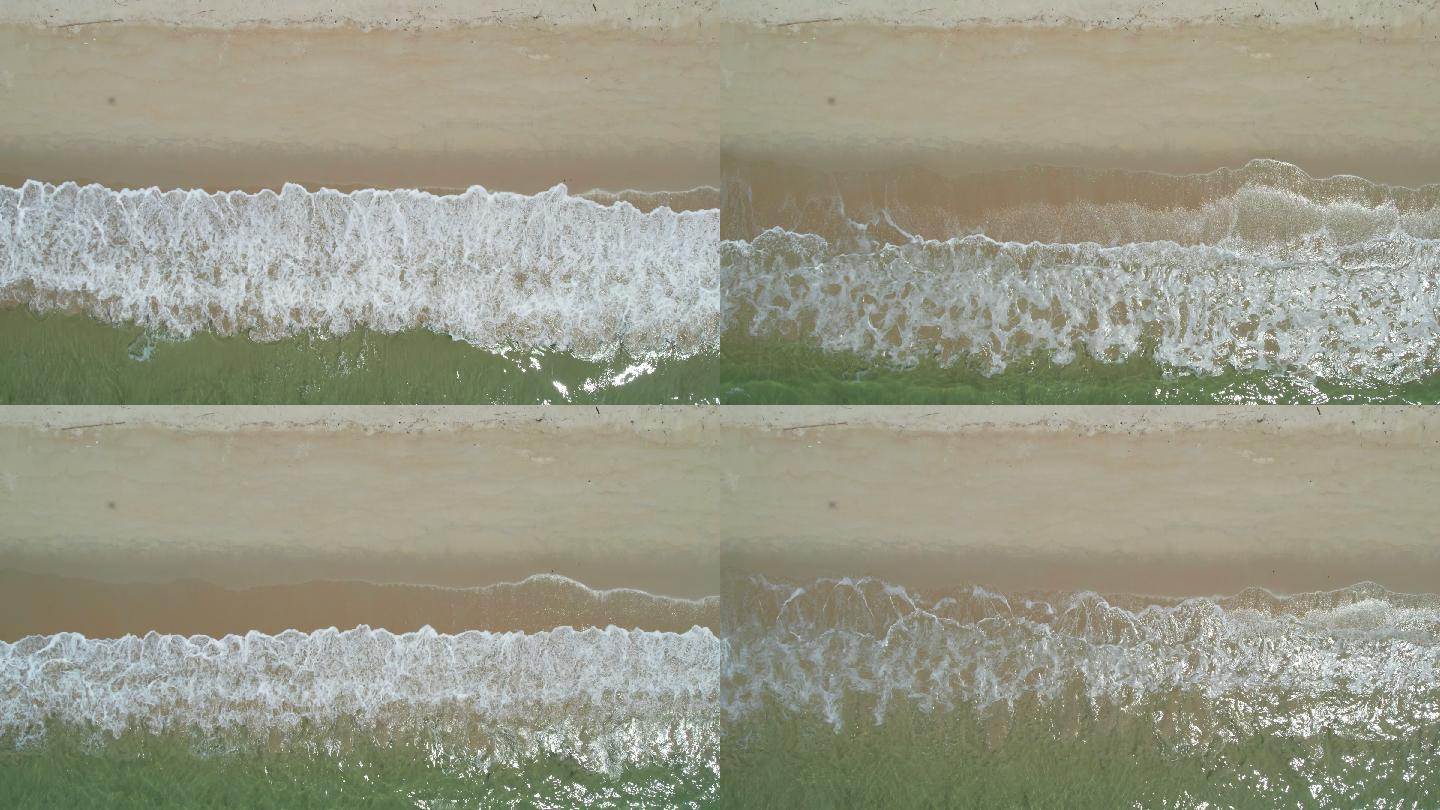 【4K原创】航拍俯视海浪沙滩视频