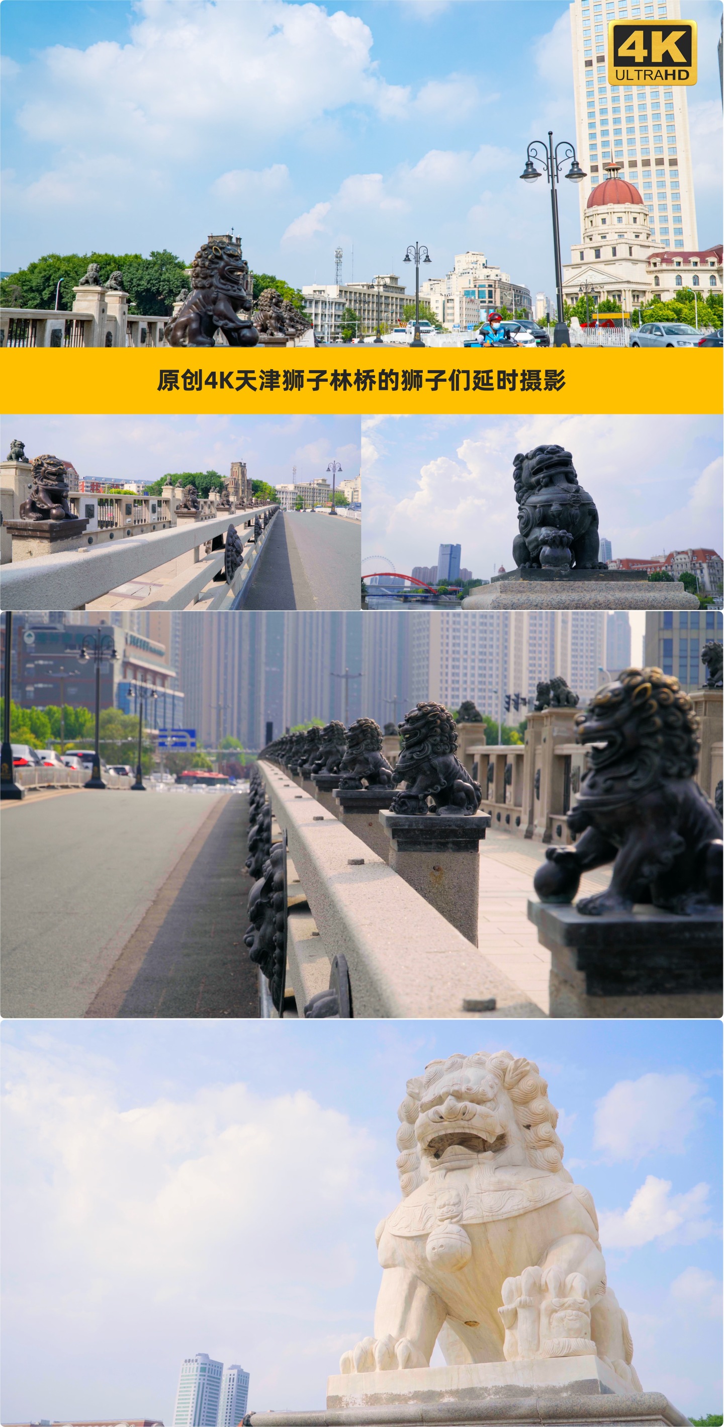 原创4K天津狮子林桥的狮子们延时摄影