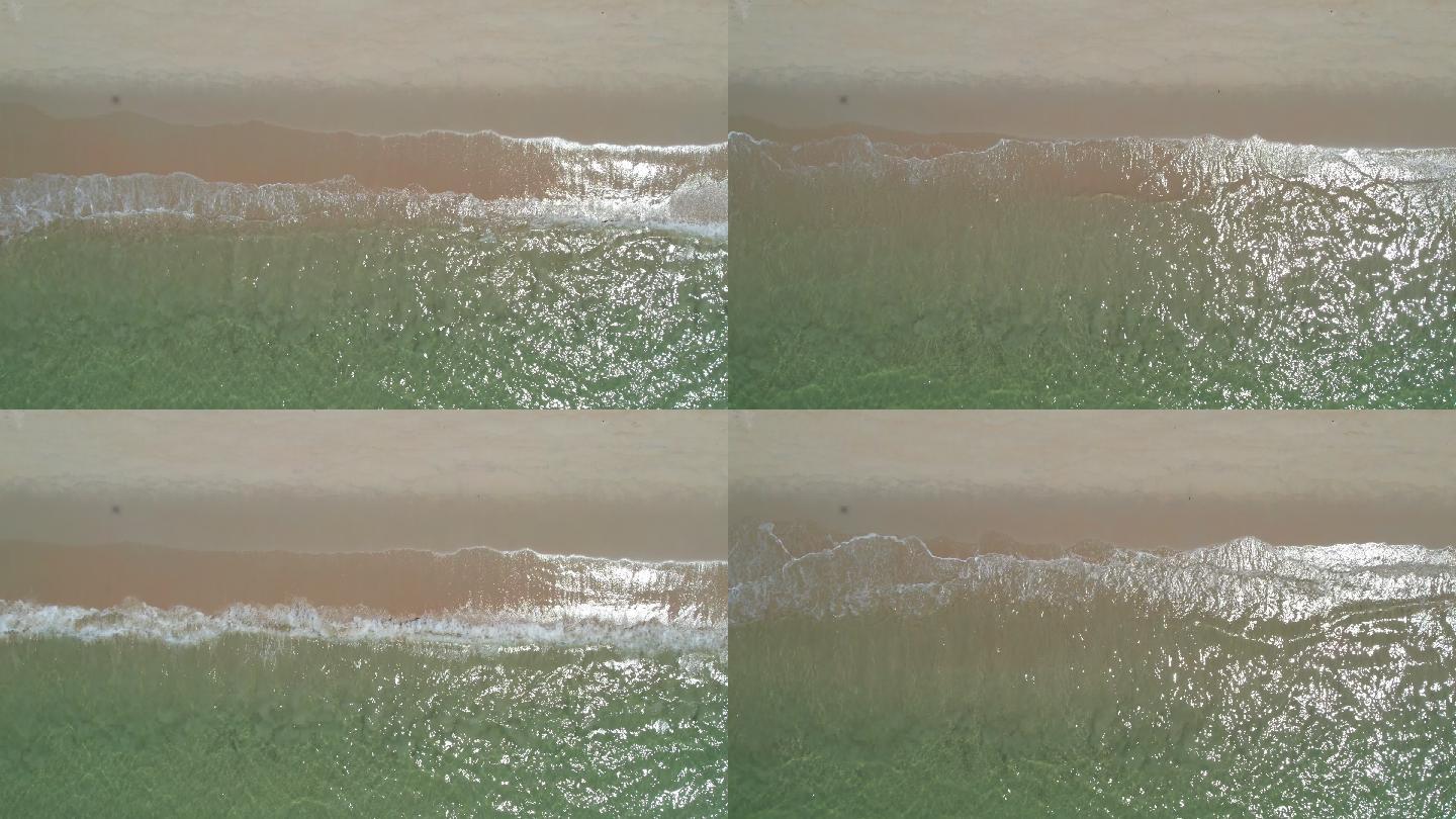 【4K原创】航拍俯视海浪沙滩视频