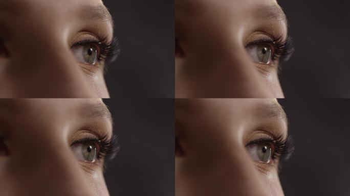 女性眼睛眨眼的特写镜头