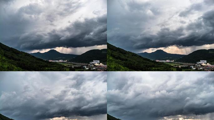 雨幕 山村 积雨云