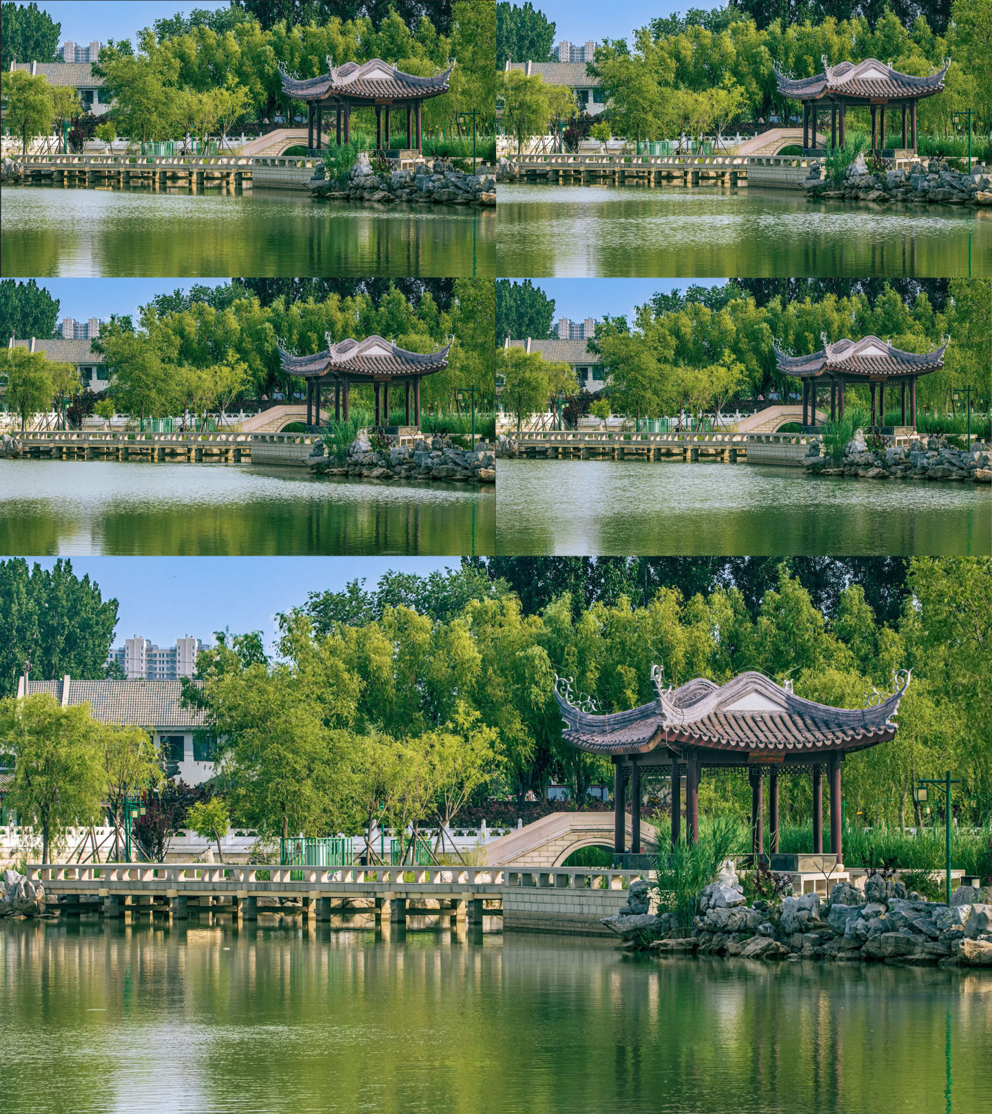4K公园风景古建筑景观与河流延时视频素材