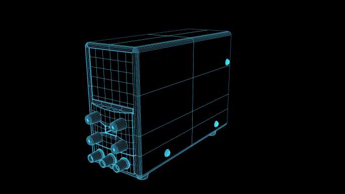 4K蓝色线框全息科技电源动画素材带通道