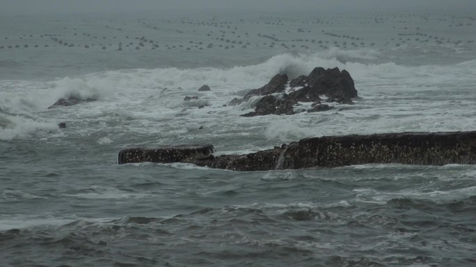 hdr升格拍摄视频素材 大海 海浪 礁石