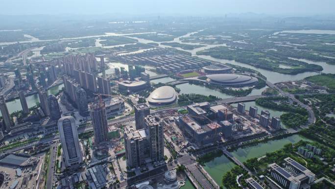 绍兴奥林匹克体育中心与商业广场全景