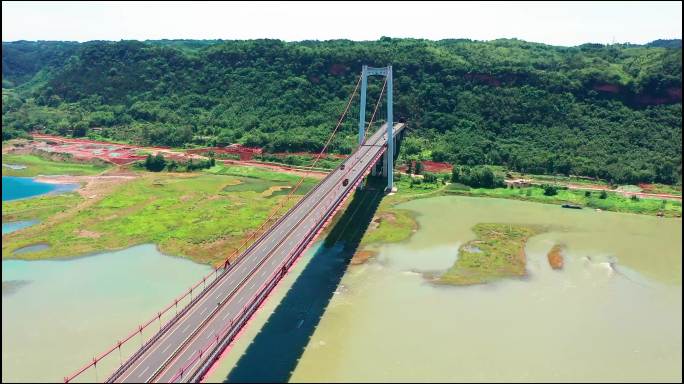 宜宾南溪长江大桥航拍高速河流