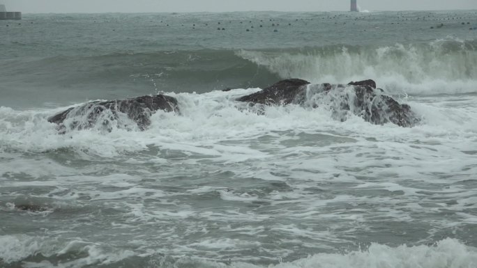 hdr升格拍摄视频素材 大海 海浪 礁石