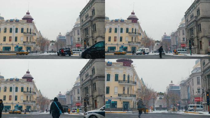 哈尔滨中央大街正门延时冬季