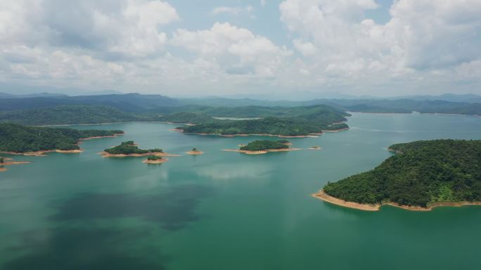 航拍海南松涛水库库区美景 大景