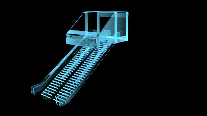 4K蓝色全息科技地铁出口动画素材带通道