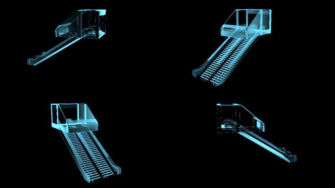4K蓝色全息科技地铁出口动画素材带通道