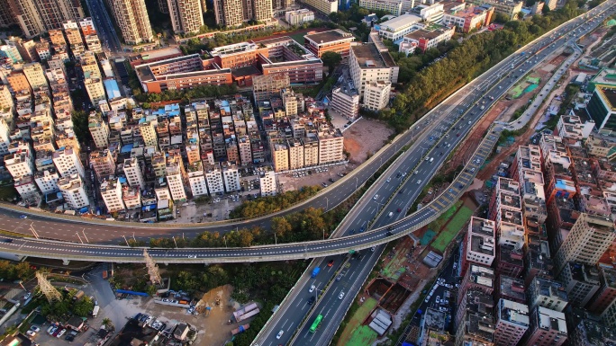 深圳市区道路街道高架航拍