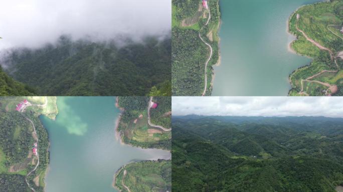 航拍汉江 秦岭雨后 航拍秦岭大山