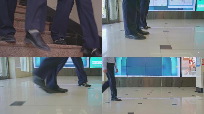 税务机关政府工作人员走路脚步特写慢镜头