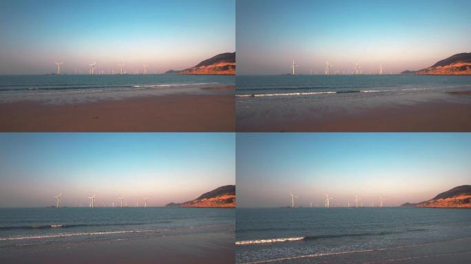 唯美的沙滩风车海浪