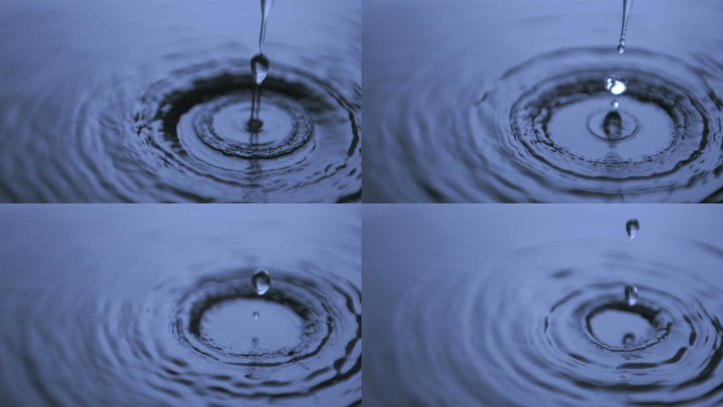 用蓝光以超慢的动作将水滴在光滑的表面上