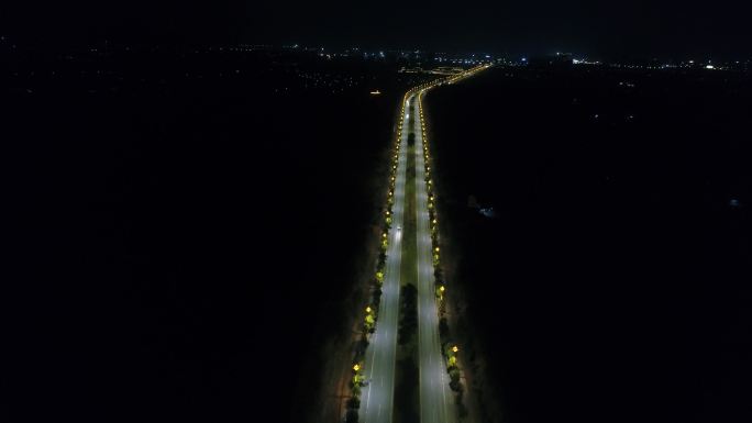 安义县路灯 道路夜晚航拍