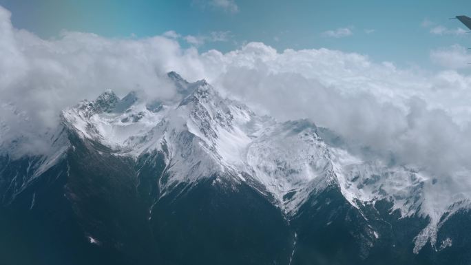 飞机飞过喜马拉雅雪山 4K