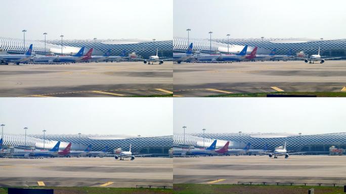 宝安机场飞机滑行