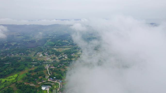 航拍四川盆地风貌