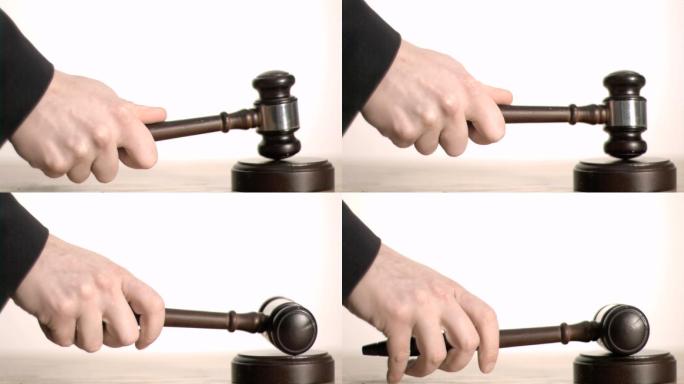 法官敲法槌慢镜头法锤法庭律师公正公平实拍
