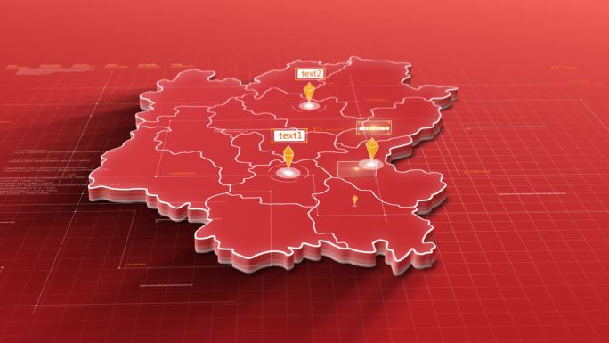 红色桂林市地图AE模板