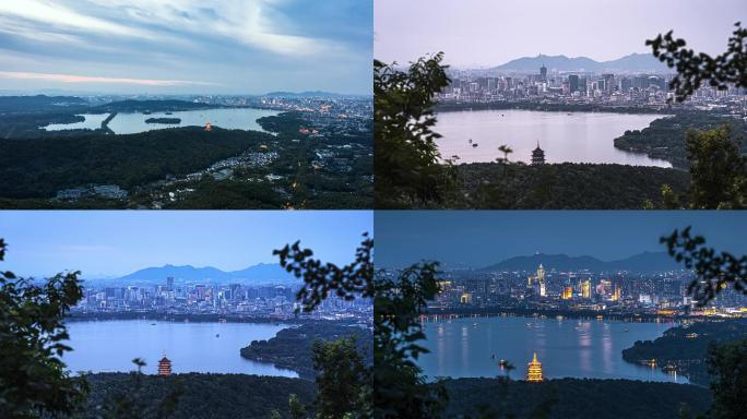 杭州西湖全景 雷峰塔 玉皇山