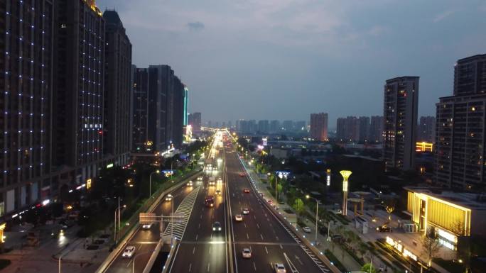济南工业北路高架桥夜景航拍