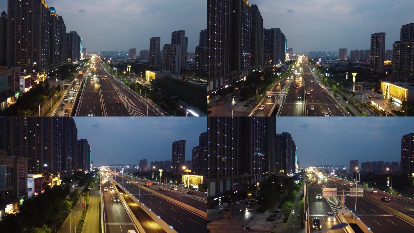 济南工业北路高架桥夜景航拍