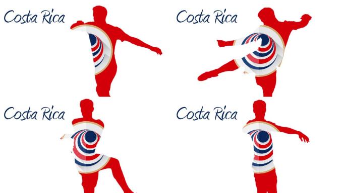 哥斯达黎加世界杯2014动画与球员在红白蓝