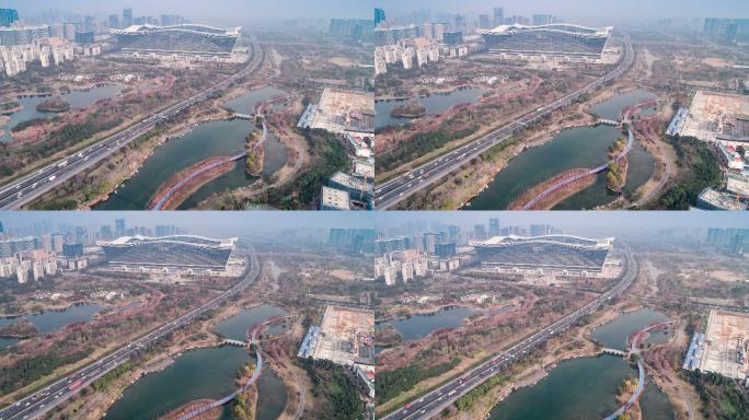 成都高新区锦城湖环球中心航拍