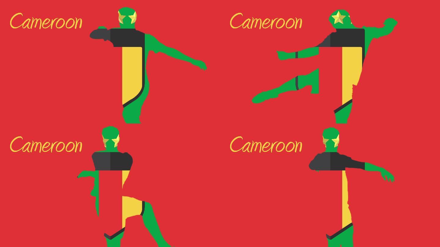喀麦隆2014年世界杯动画与球员红色