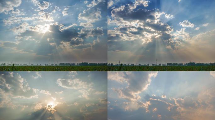 阳光穿过云层照耀大地丨6K丨延时摄影