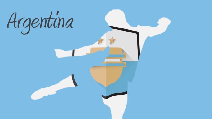 阿根廷世界杯2014动画与球员在蓝色