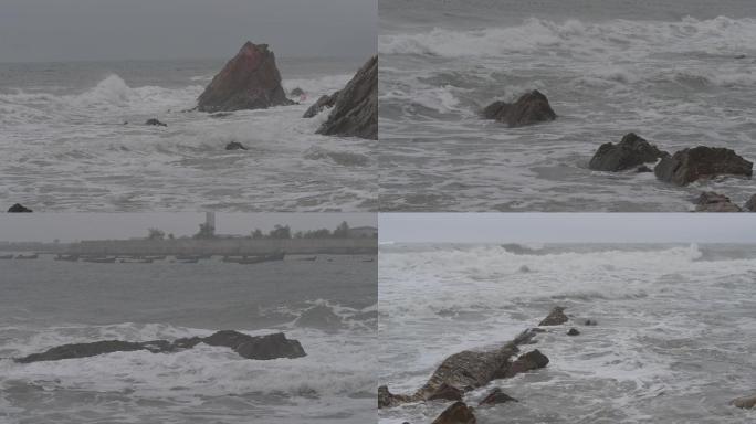 台风天海边巨浪
