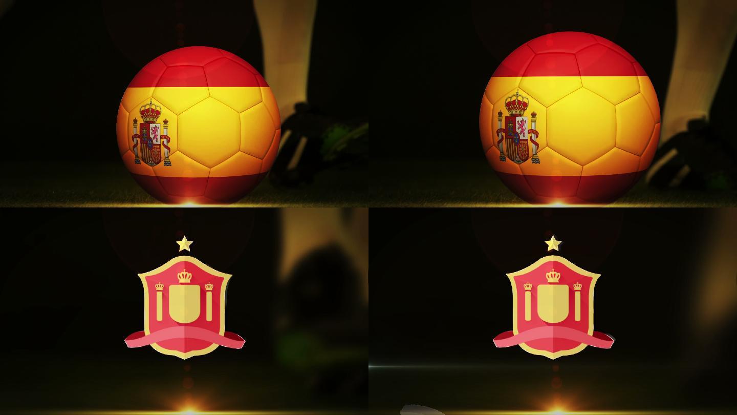 足球蒙太奇广告为西班牙与球员和球