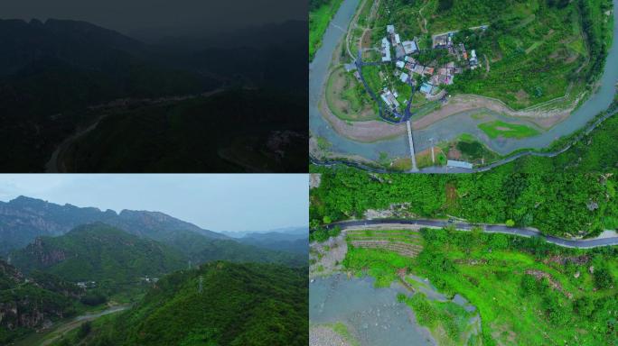 [4K]航拍素材.横岭根白河大拐弯烟雨