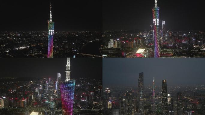 4K航拍广州塔夜景集合1