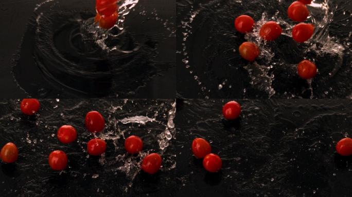 小番茄落水的慢镜头