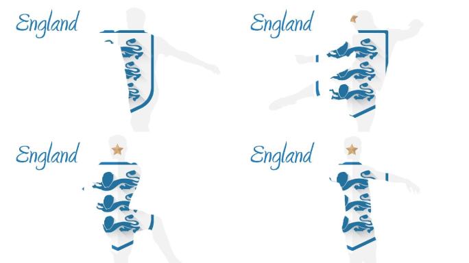 英格兰世界杯2014动画与球员在蓝色和白色