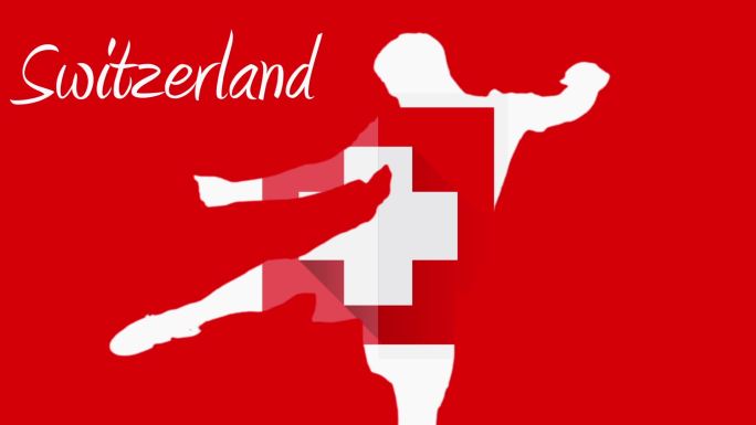 2014年瑞士世界杯动画与球员在红色和白色