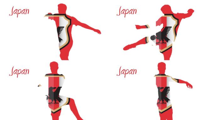 日本世界杯2014动画与球员在红色和白色