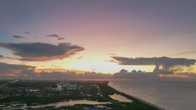 海南江东新区晚霞延时